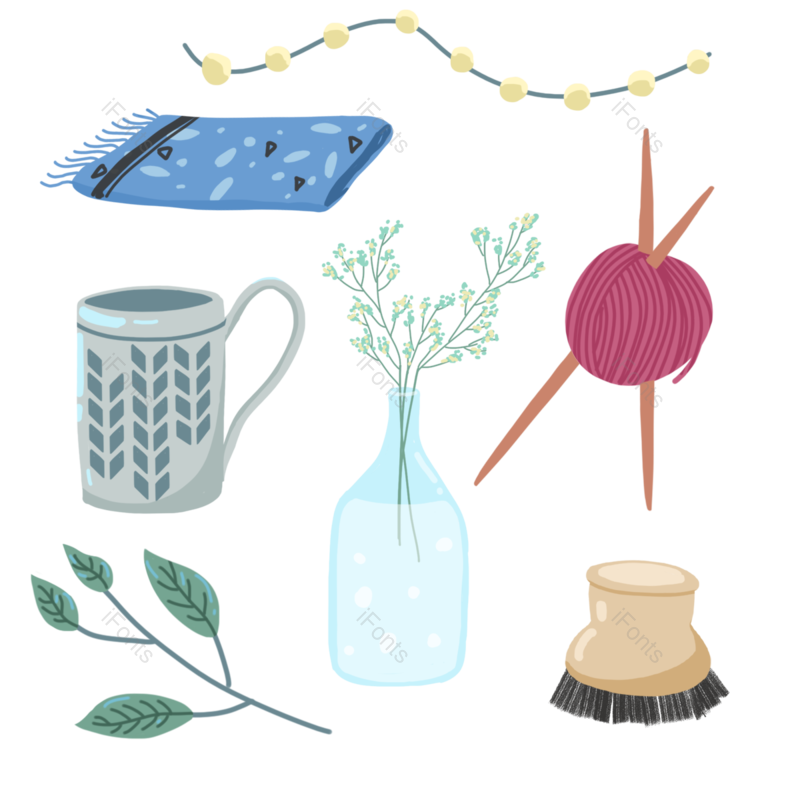 围巾图片,笔刷元素,植物PNG,花瓶免抠素材